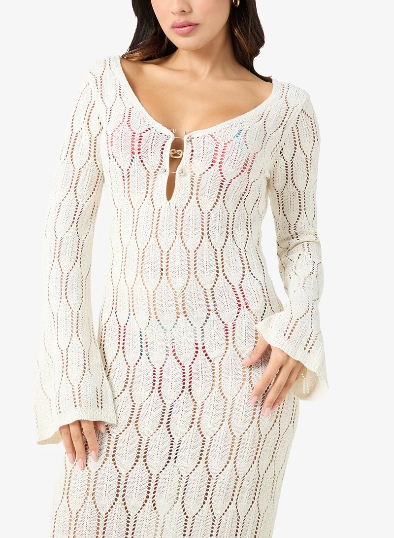 Ginger Crochet Plunge Neck Beach Dress